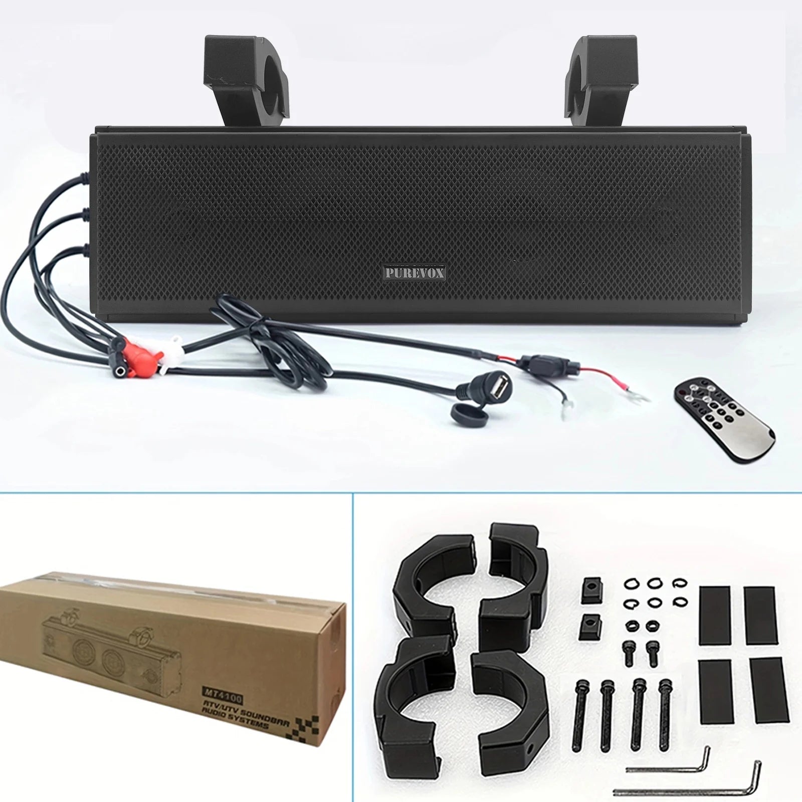 PUREVOX UTV Sound Bar 17 inch Waterproof Soundbar Bluetooth LED Lighting 400W Power 4" Full Range Speaker