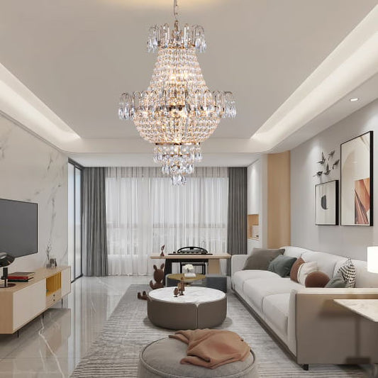 ACE-LIGHTS,16.9" Gold Crystal Chandeliers,Large Contemporary Luxury Ceiling Lighting for Living Room,Bedroom,Dining Room,Kitchen Island,Hallway(Golden)