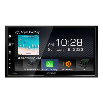 Kenwood DMX709S MultiMedia Receiver with CMOS-230LP Rearview Camera with License Plate Mounting Hardware