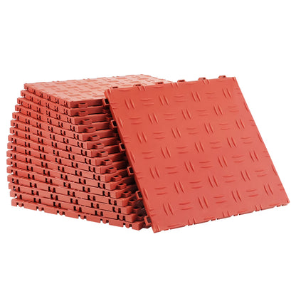 KFFKFF 50 Pack Garage Tiles Interlocking 12x12 Inch Garage Floor Tiles Red