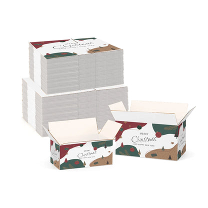 Ucanpack Christmas Boxes 12x12x3 inch - 50 Pack Abstract Xmas Printed Christmas Box Bulk - Holiday Shipping Box Made in USA Christmas Packaging Small Business