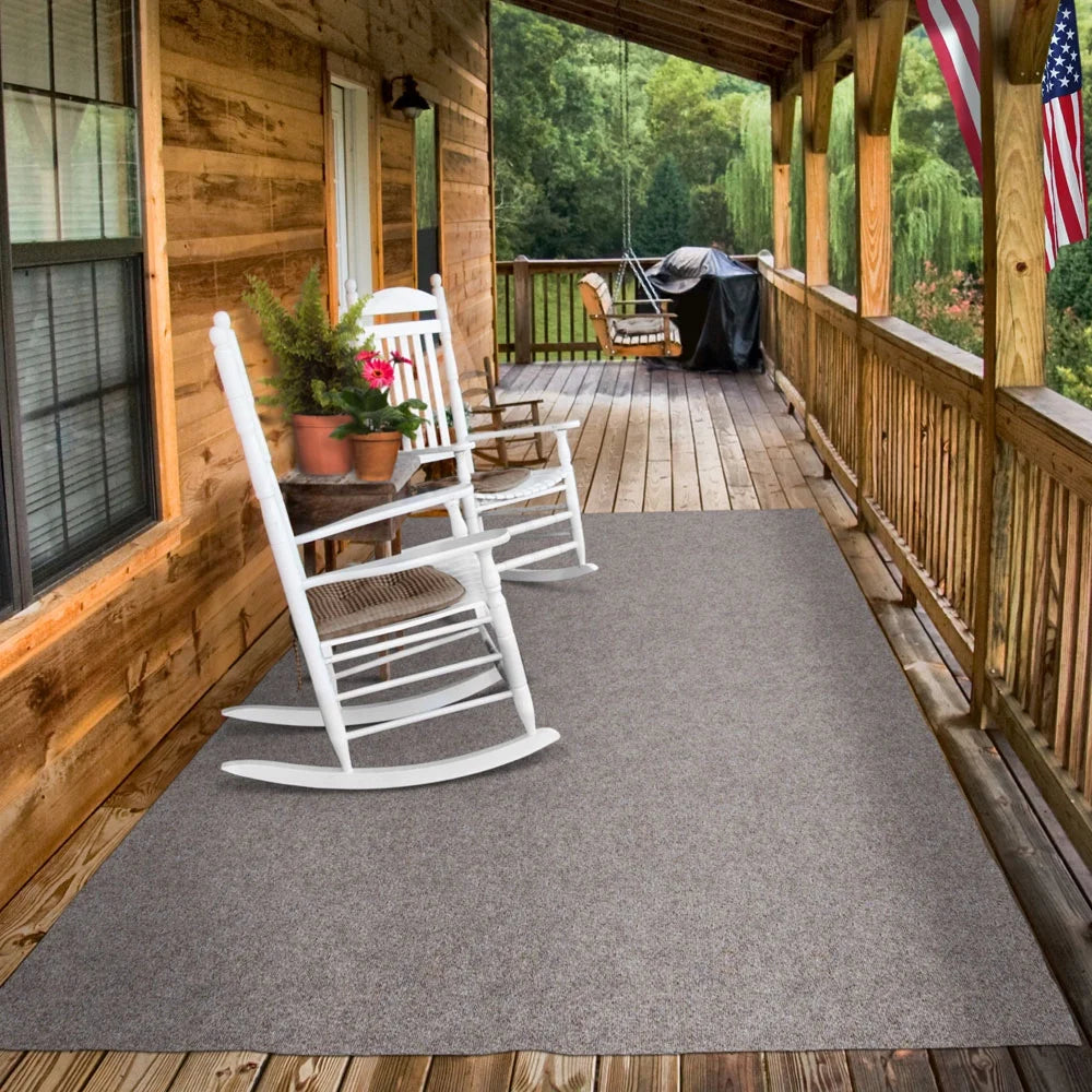 House Home & More Brown 6' x 10' Indoor/Outdoor Ribbed Carpet Roll for Patio, Porch, Deck, Boat