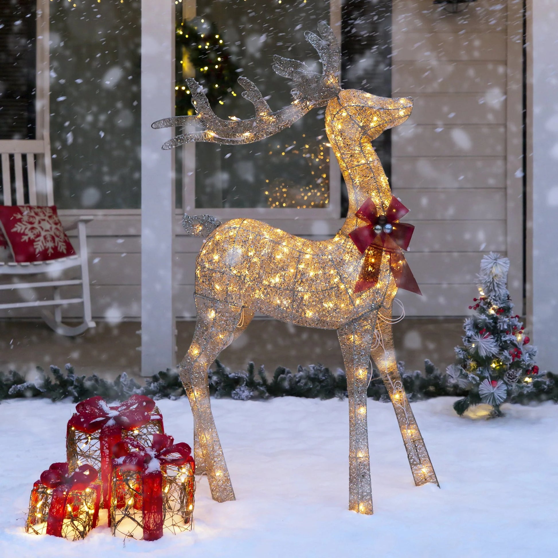 Best Choice Products 5ft Pre-Lit Reindeer Yard Christmas Decoration, Gold Holiday Deer w/150 Lights, Stakes, Zip Ties