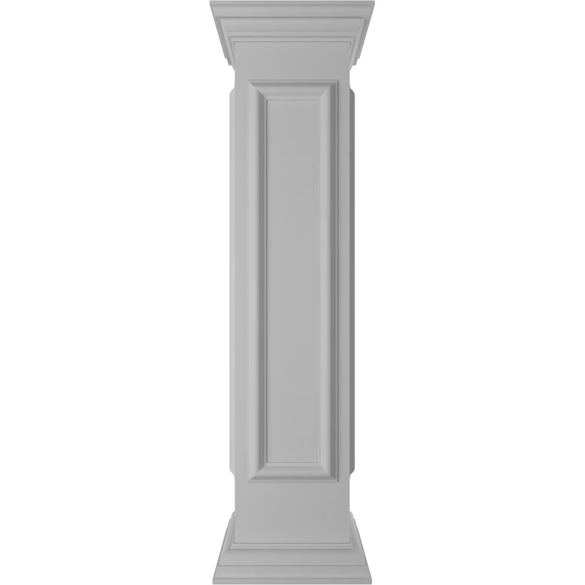 Ekena Millwork 8"W x 40"H End Newel Post with Panel, Flat Capital & Base Trim (Installation kit included)