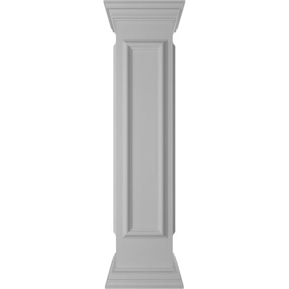 Ekena Millwork 8"W x 40"H End Newel Post with Panel, Flat Capital & Base Trim (Installation kit included)