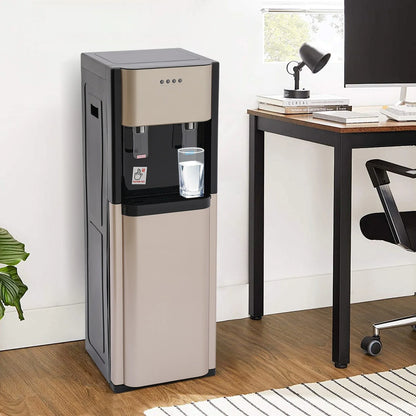Bottom Loading Water Dispenser with Hot & Cold Water, 450W Heating, 70W Cooling, Stainless Steel Liner, Child-Safe, for Home & Office, Gold