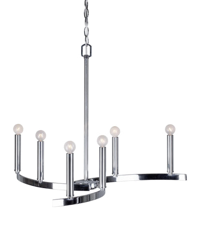 7075-06-55-Forte Lighting-Wyatt - 6 Light Chandelier-21.5 Inches Tall and 27.25 Inches Wide-Brushed Nickel Finish -Traditional Installation