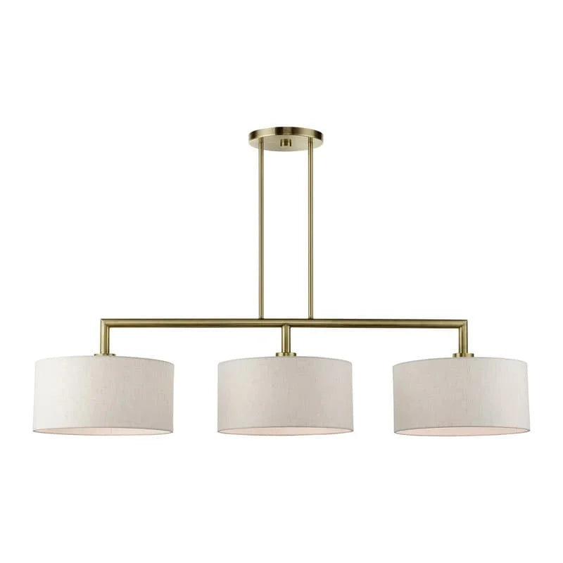 Livex Lighting Monroe 3-Light Metal & Fabric Linear Chandelier in English Bronze