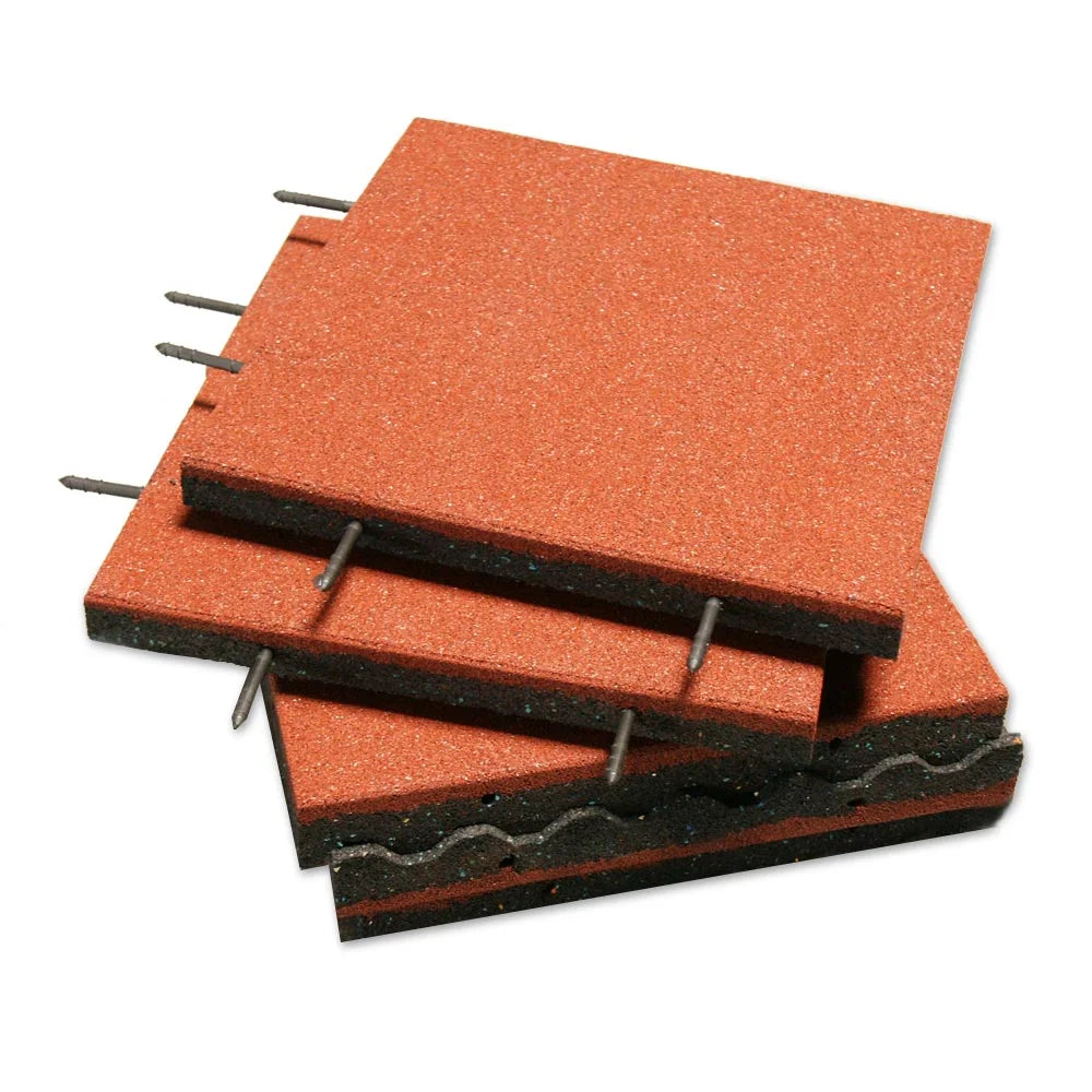 Rubber-Cal "Eco-Safety" Interlocking Playground Tiles - 2.50 x 19.5 x 19.5 inch - One Tile - 2.77 Square Feet Coverage - Blue