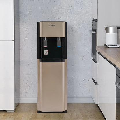 Bottom Loading Water Dispenser with Hot & Cold Water, 450W Heating, 70W Cooling, Stainless Steel Liner, Child-Safe, for Home & Office, Gold