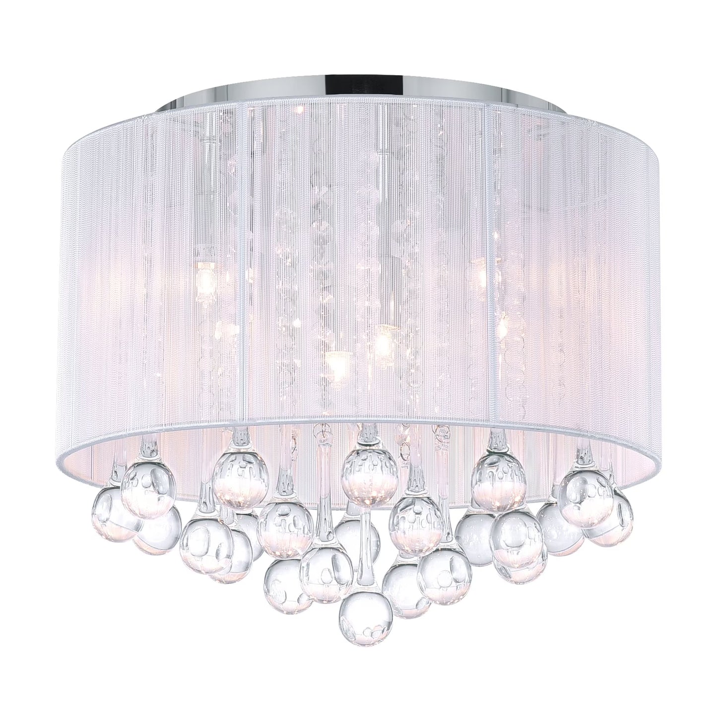 CWI Lighting Water Drop 4 Light Drum Shade Metal Flush Mount in Chrome