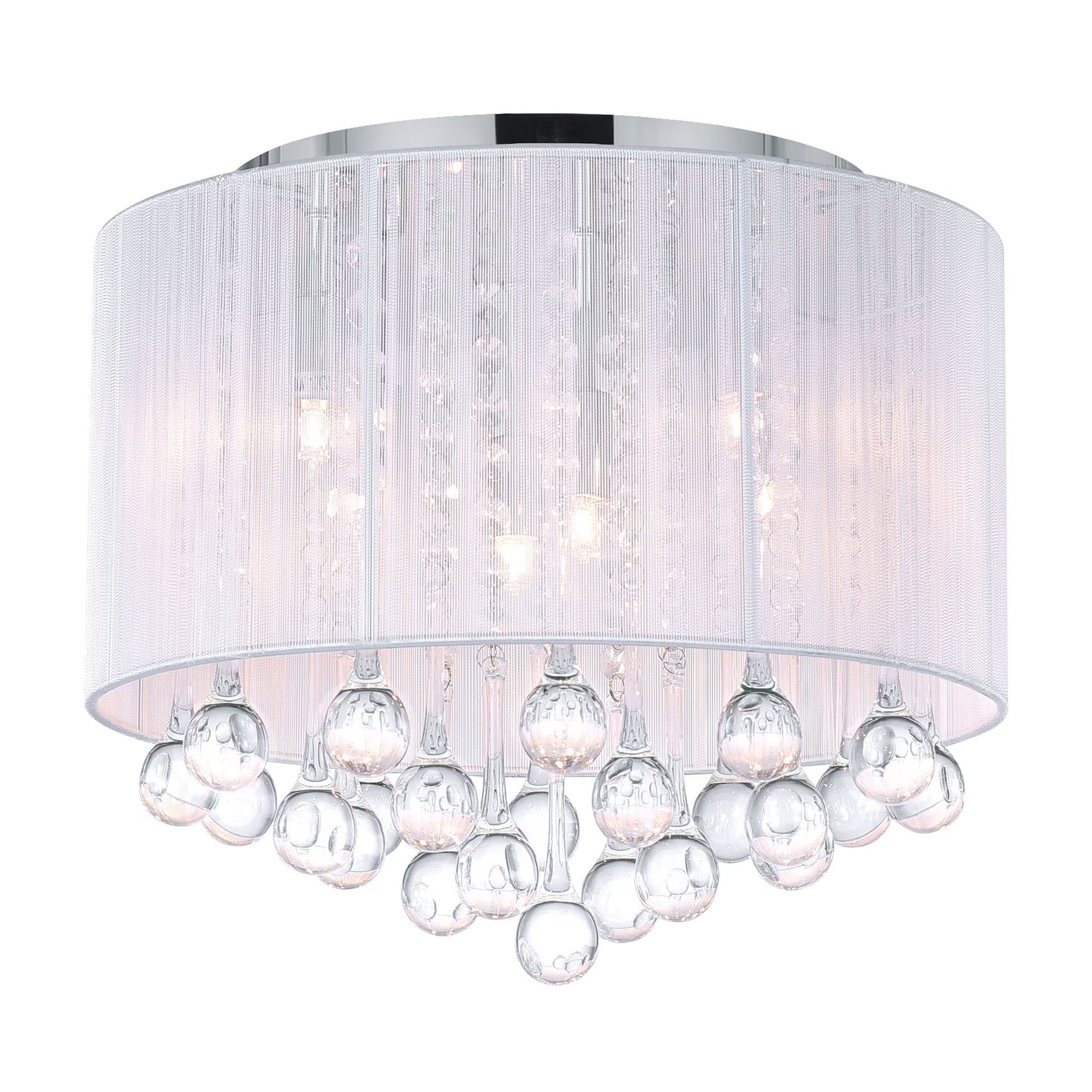 CWI Lighting Water Drop 4 Light Drum Shade Metal Flush Mount in Chrome