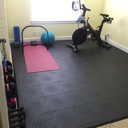 Greatmats 12" x 12" Black PVC Interlocking Floor Mats 25 Sq Ft Coverage Area Waterproof 25 Pieces