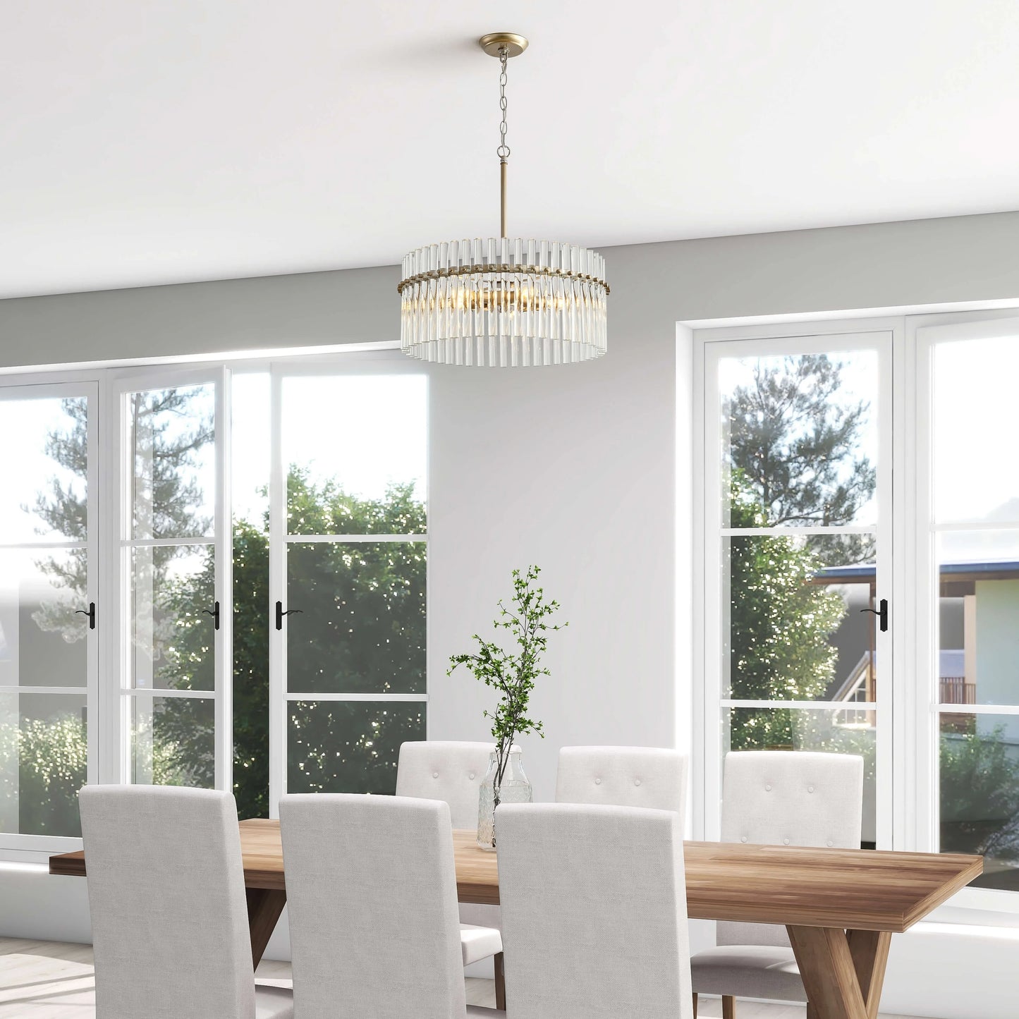The Lighting Store Casandra Brushed Champagne Silver 5-light Crystal Chandelier