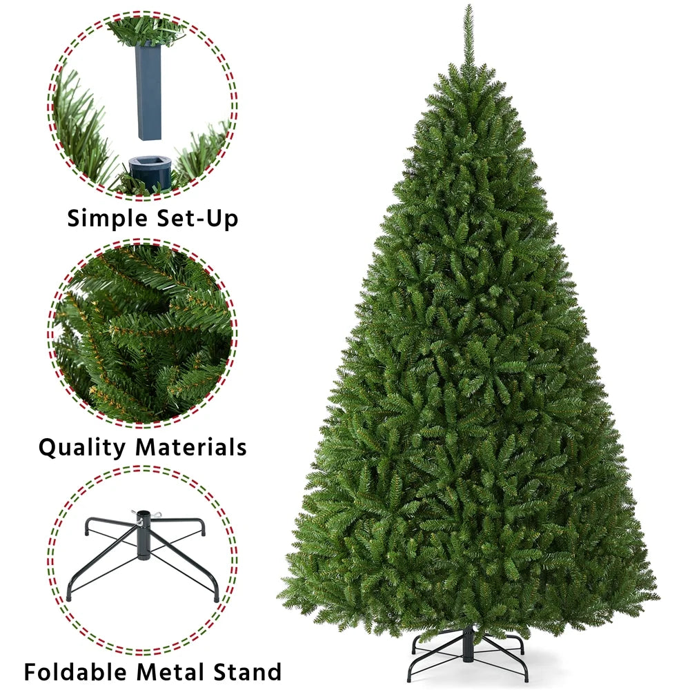 Topeakmart 7.5 ft Ultra-Thick Artificial Christmas Tree Holiday Decoration Tree with Foldable Stand and 2326 Branch Tips Green