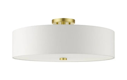 Livex Lighting Meridian 9" 5-Light Metal & Fabric Semi Flush in Satin Brass