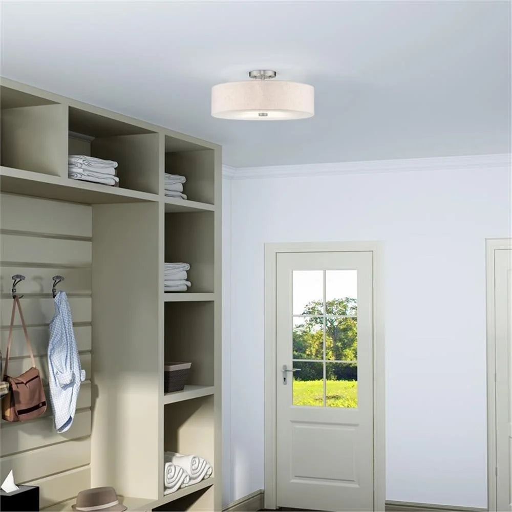Livex Lighting Meridian 8" 4-Light Metal & Fabric Semi Flush in Brushed Nickel