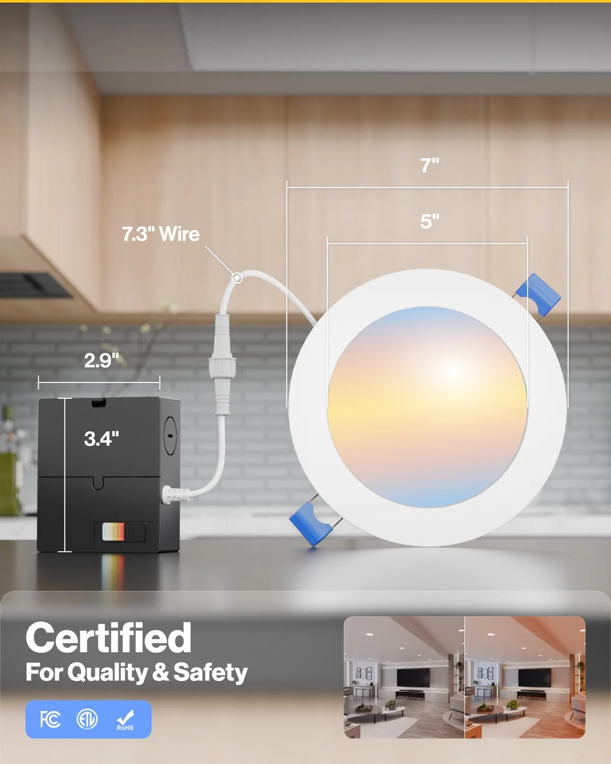 Sunco 12 Pack 6 Inch LED Recessed Light with Night Light, Canless Recessed Lighting, 1500 LM, 15W (150W Equivalent), Selectable CCT 2700K/3000K/4000K/5000K/6000K, Dimmable, with Junction Box
