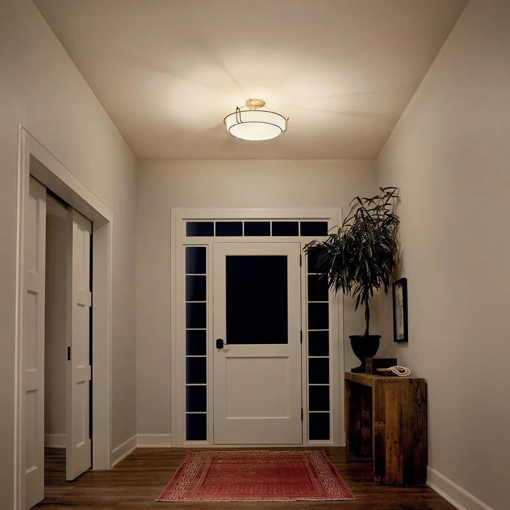 44085NI-Kichler Lighting-Alkire - 3 light Semi-Flush Mount - with Transitional inspirations - 9.25 inches tall by 16.5 inches wide-Brushed Nickel