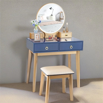 Kadyn Makeup Dressing Table Modern Vanity Set, Makeup Vanity Table Set 3 Color Lighting Dressing Table-Black