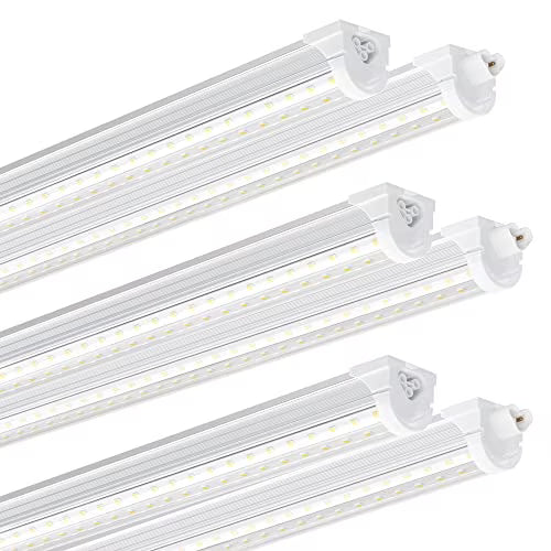 Ensenior 6 Pack 4 FT Led Shop Lights, 6000K Clear White, 5000LM Super Bright, 36W Equivalency 468W, Commercial Bay Lighting, U-Shaped Linkable Shop Lights Plug in for Garage, Workshop, FCC Certified