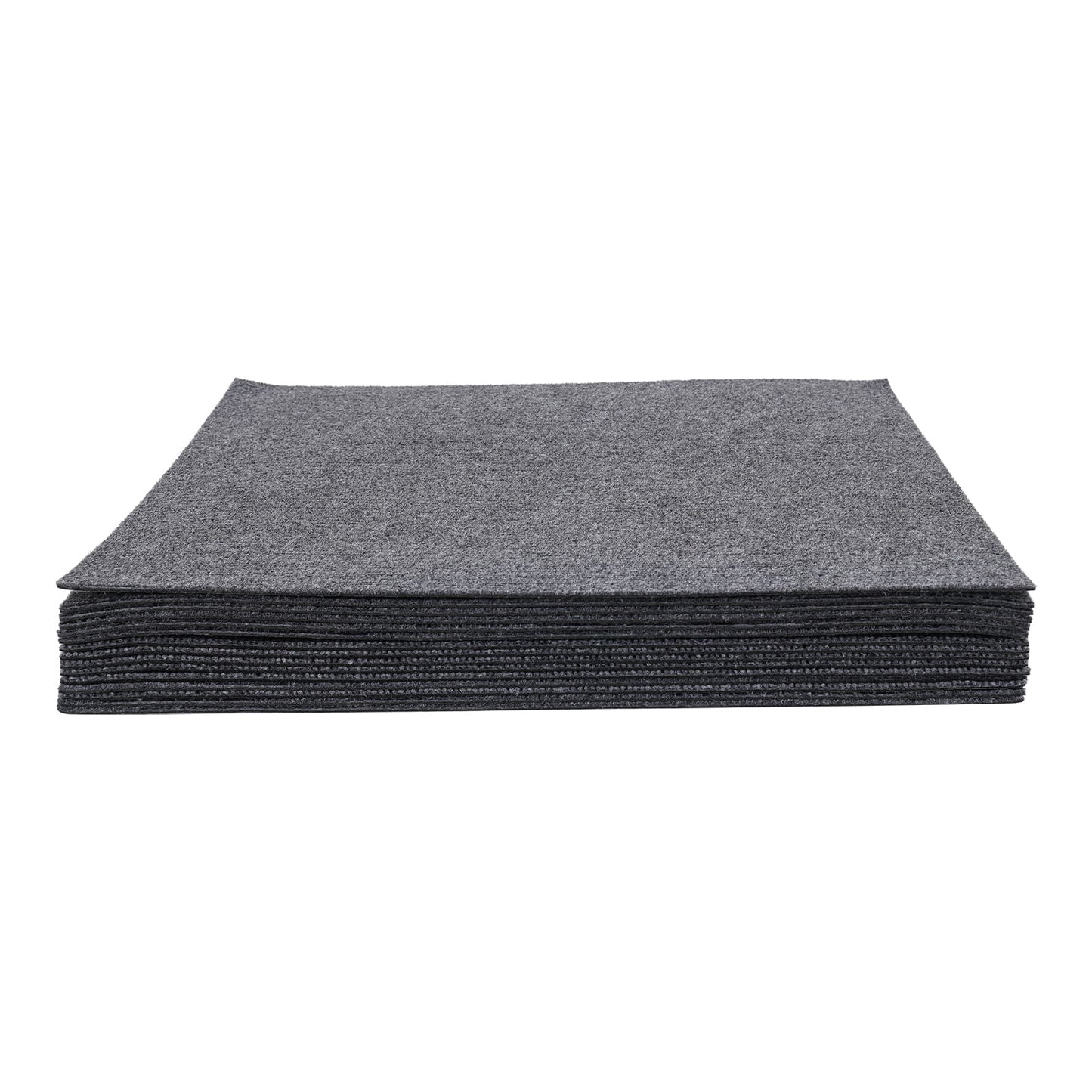 Dark Grey Carpet Tiles 24x24in, Low-Maintenance Polyester Fiber, Self-Adhesive 15-Pcs Set with Effortless Cleaning, Suitable for Hotels & Warehouses