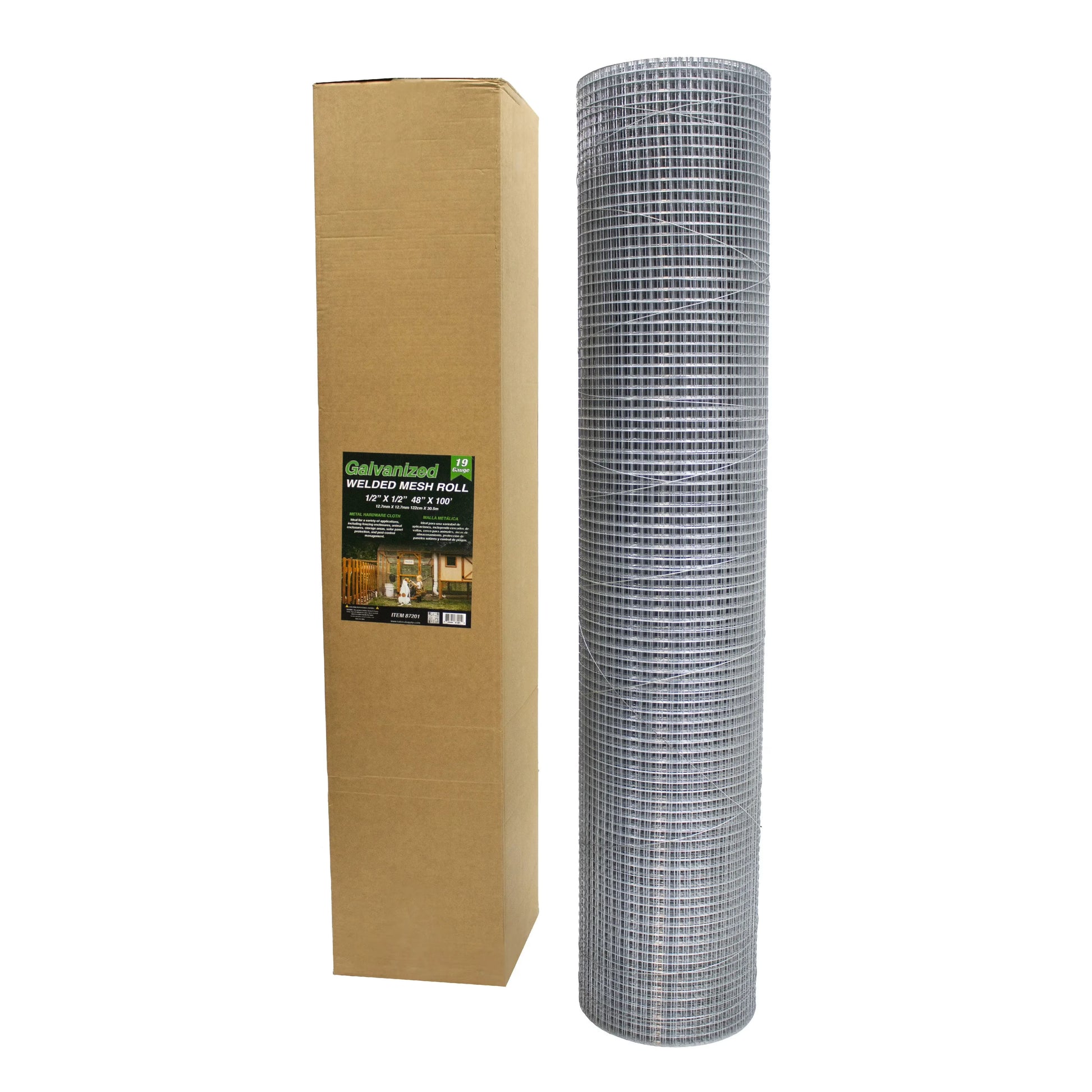 Hardware Cloth 1/2 inch 48in x 100 ft Welded Metal Wire Fencing Roll Mesh, 19 Gauge Square, Chicken Coop Wire Fence