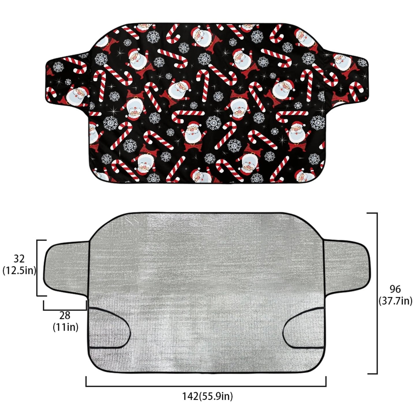 Bivenant Store Christmas Theme Windshield Snow Ice Cover, Protects Windshield and Wipers from Weatherproof, Rain, Sun, Frost, Vehicles, Cars Trucks Vans and SUVs,55.9"x37.7"