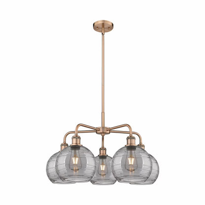516-5CR-AC-G1213-8SM-Innovations Lighting-Athens Deco Swirl - 5 Light Stem Hung Chandelier In Industrial Style-15.38 Inches Tall and 26 Inches