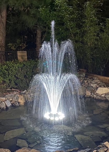 OceanMist PJ2000-6C Floating Pond Fountain, RGB LED Lighting, Includes Pump & Nozzles