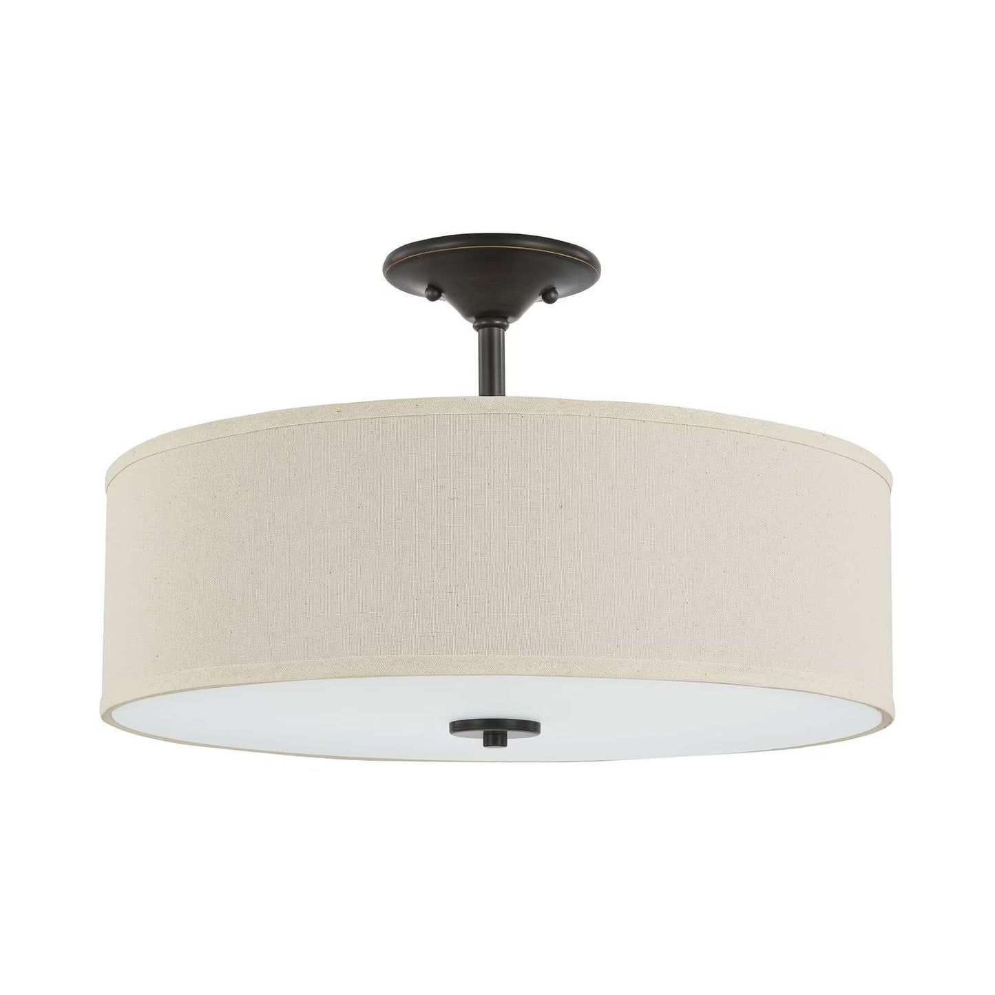 P350168-009-Progress Lighting-Inspire - Close-to-Ceiling Light - 3 Light - Drum Shade in Farmhouse style - 18 Inches wide by 11.5 Inches high-Brushed