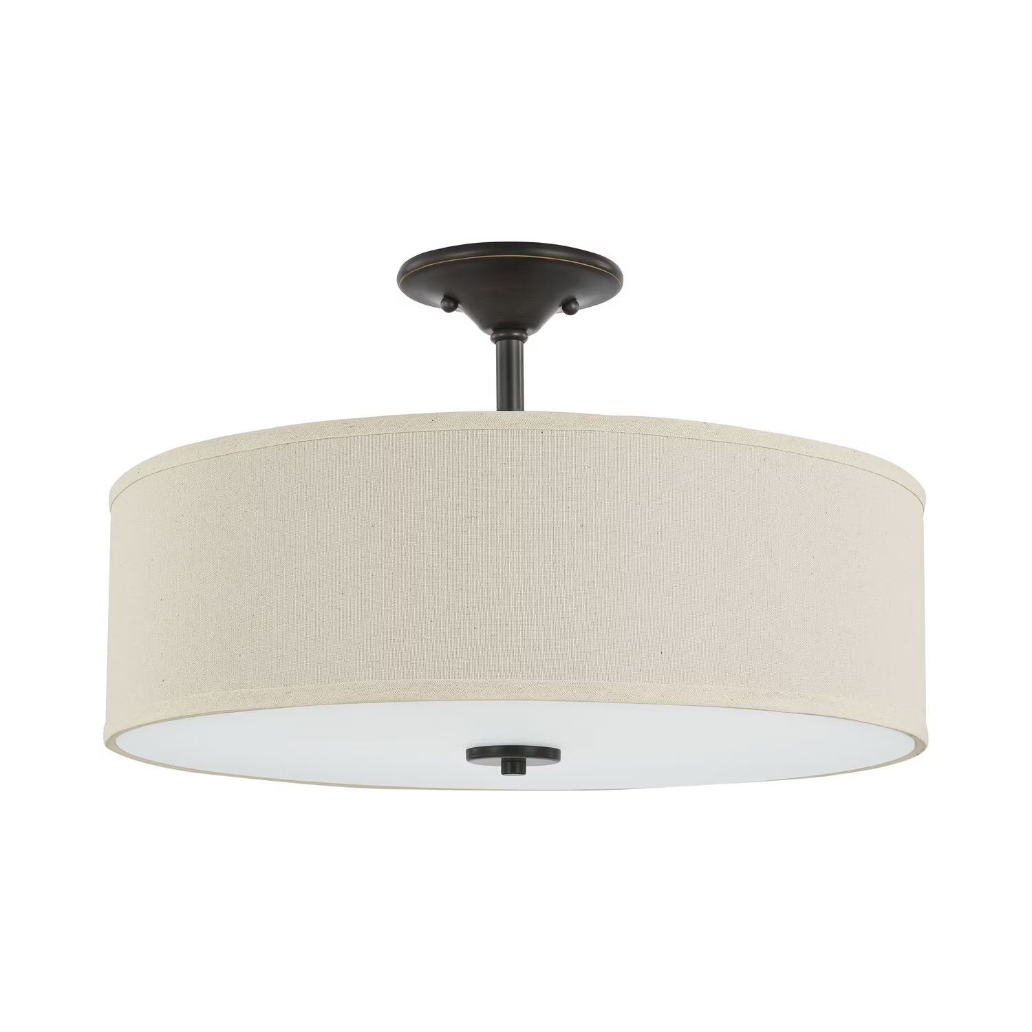 P350168-009-Progress Lighting-Inspire - Close-to-Ceiling Light - 3 Light - Drum Shade in Farmhouse style - 18 Inches wide by 11.5 Inches high-Brushed