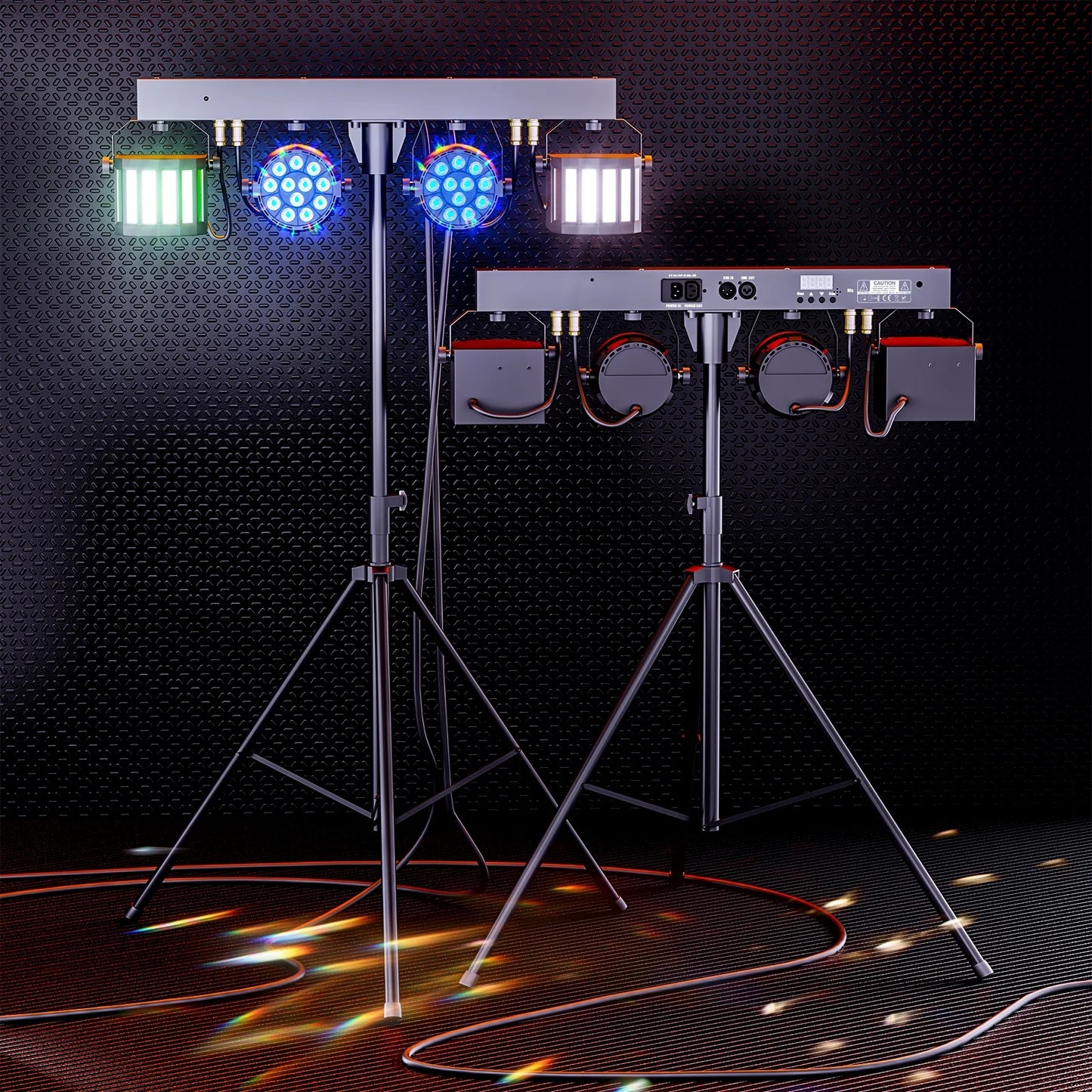DJ Lights with Stand, 24PCS+8PCS RGBW Party Bar Light Set,Sound Activated LED Stage Lighting for Disco Wedding Halloween Christmas