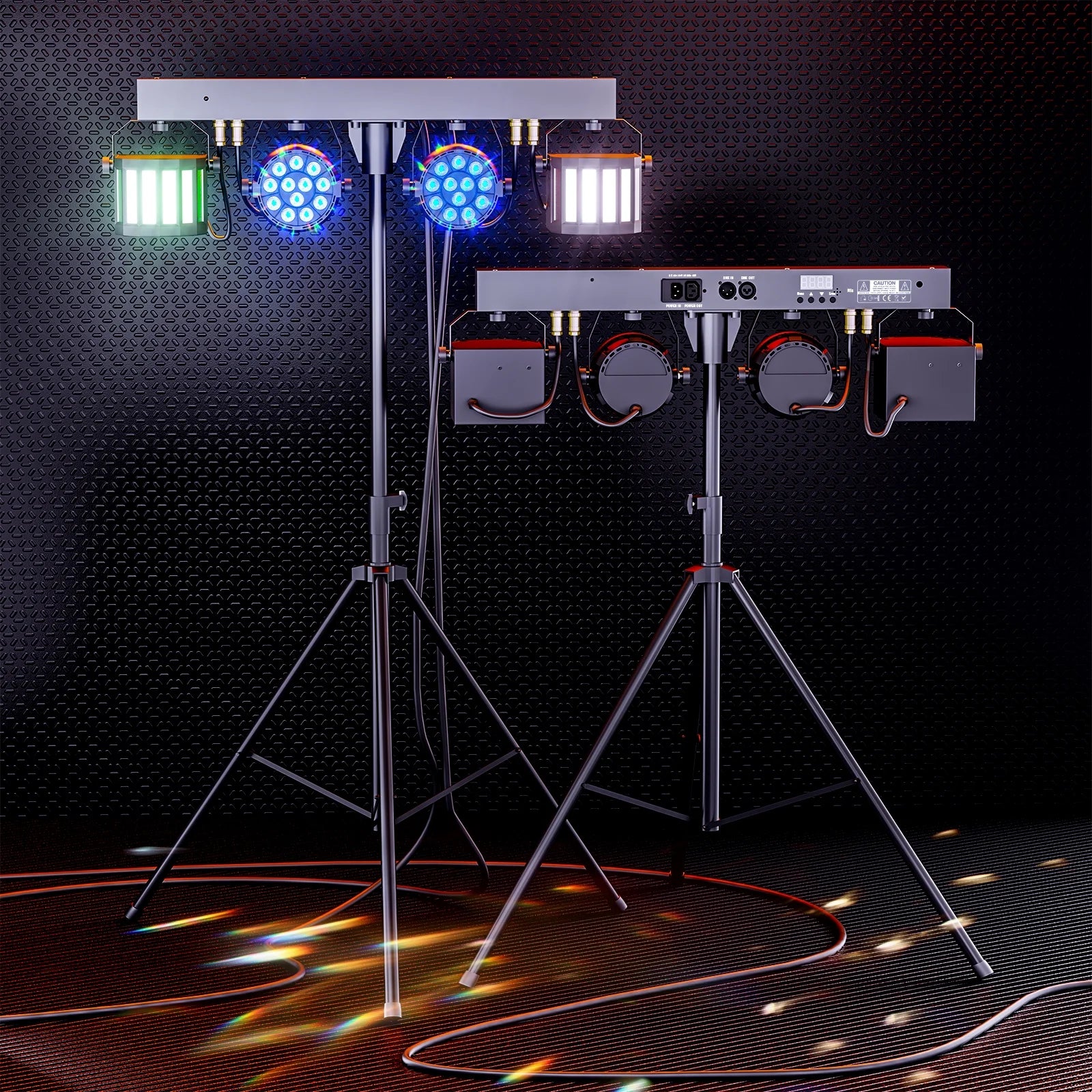 DJ Lights with Stand, 24PCS+8PCS RGBW Party Bar Light Set,Sound Activated LED Stage Lighting for Disco Wedding Halloween Christmas