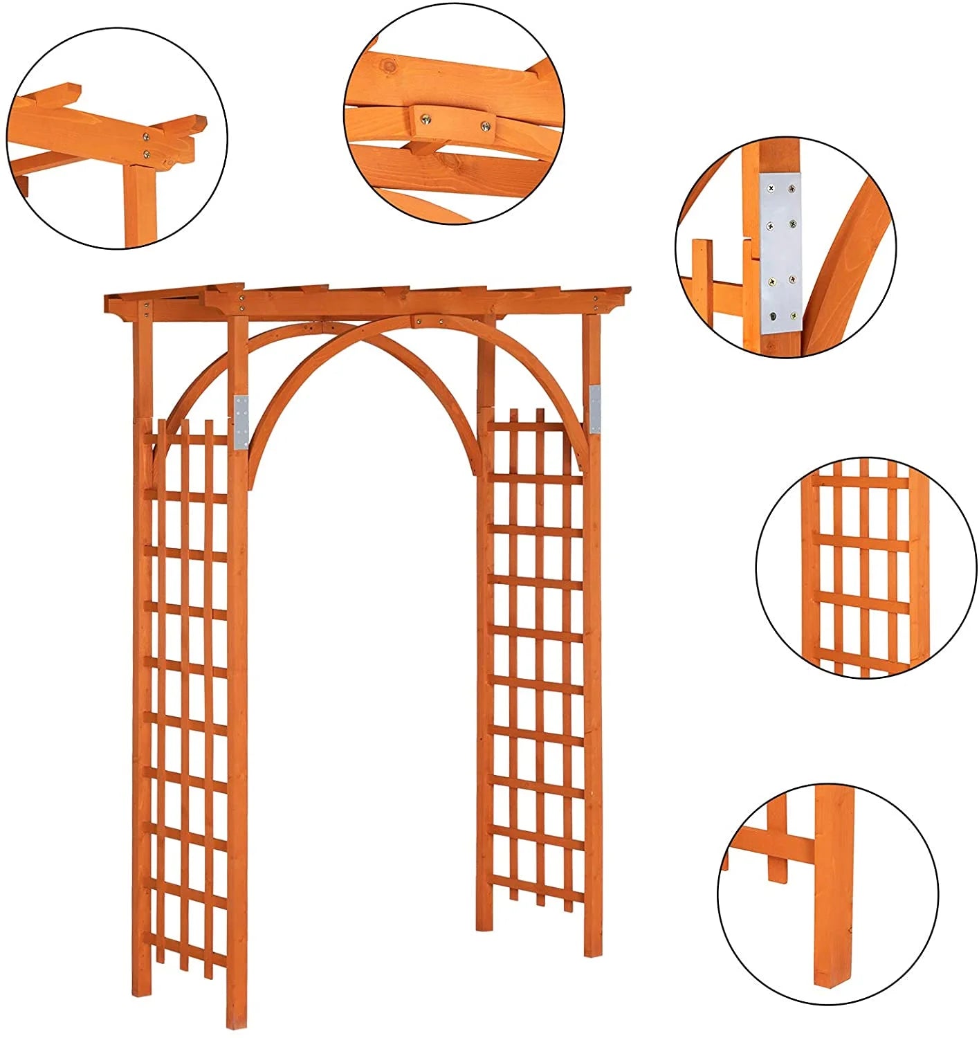 Galaxera 85in Wooden Arbor, Wedding Arch for Ceremony, Wood Trellis for Plant Climbing, Christmas Decor Pergola for Garden Backyard, Lawn (Teak)
