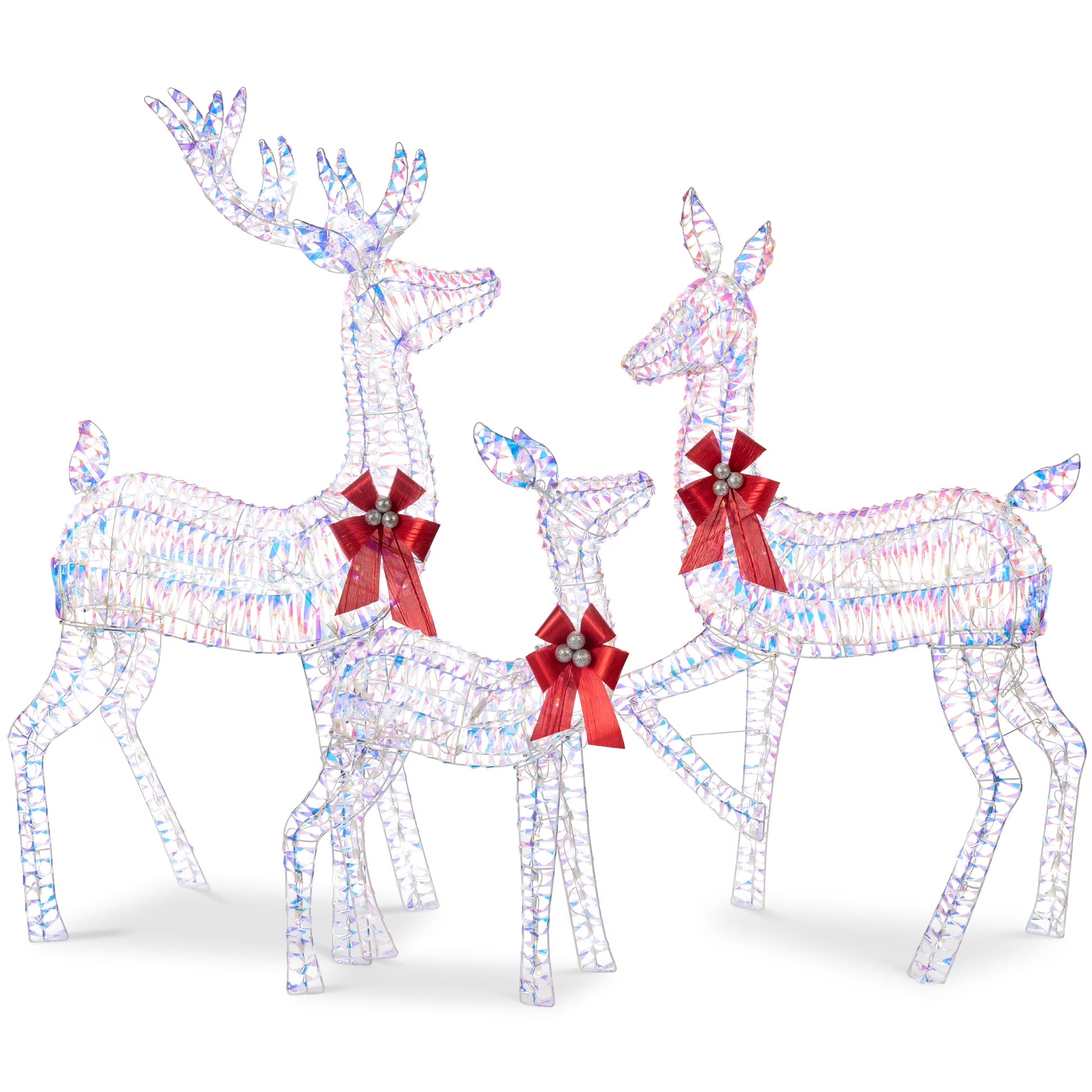Best Choice Products 3-Piece Lighted Christmas Deer Set Outdoor Yard Decoration w/360 LED Lights, Stakes - White