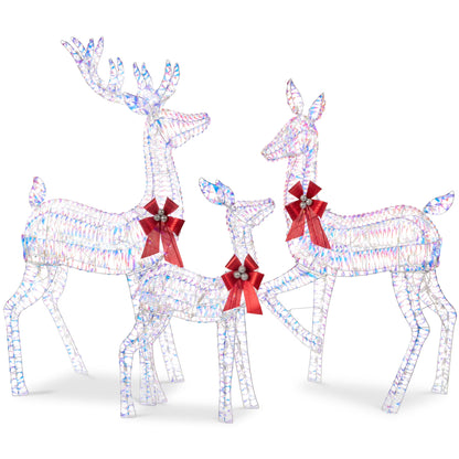 Best Choice Products 3-Piece Lighted Christmas Deer Set Outdoor Yard Decoration w/360 LED Lights, Stakes - White