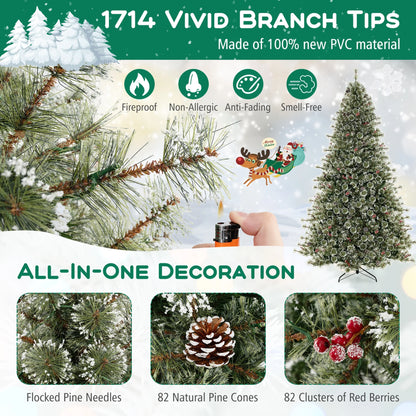 Costway 9 FT Artificial Christmas Tree with 360? Quick Power Connector 1714 Pine Needles