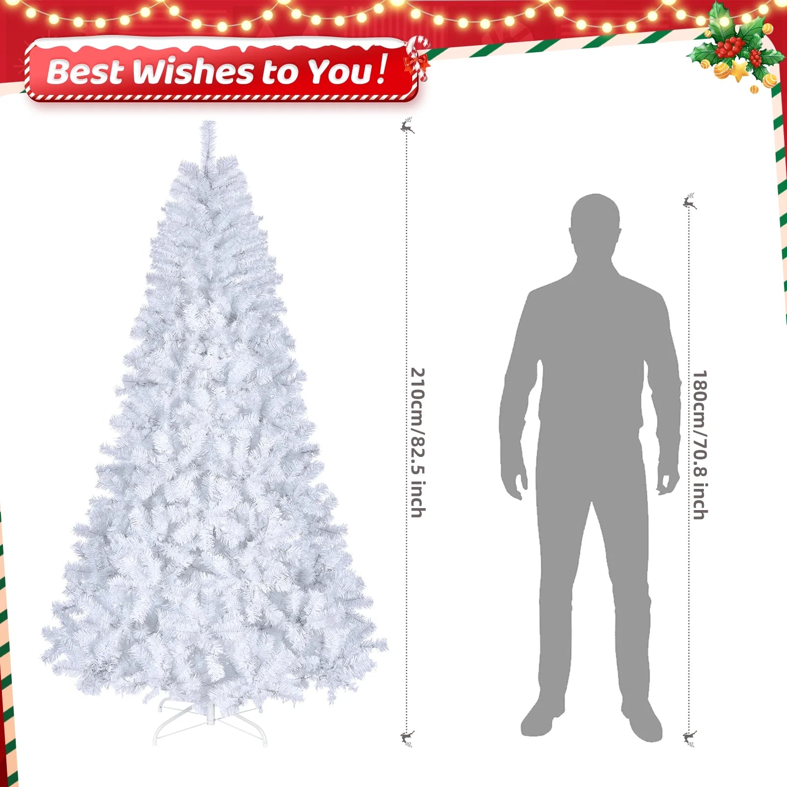 Ktaxon 6.5FT Pre-Lit Christmas Tree, Warm White Lights Pencil Xmas Tree, Slim Christmas Tree with 719 Tips, White