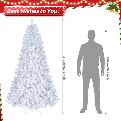 Ktaxon 6.5FT Pre-Lit Christmas Tree, Warm White Lights Pencil Xmas Tree, Slim Christmas Tree with 719 Tips, White
