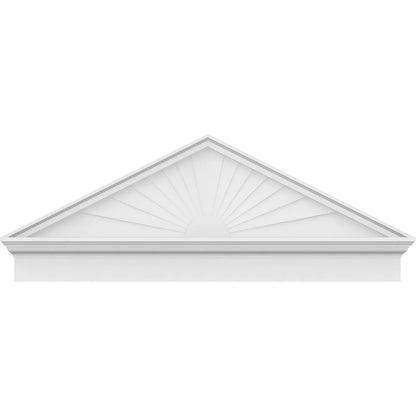 Ekena Millwork 52"W x 19-7/8"H x 2-3/4"P (Pitch 6/12) Peaked Cap Sunburst Architectural Grade PVC Combination Pediment