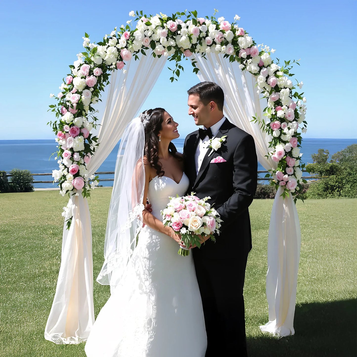 Ktaxon Garden Arbor, Arch Archway for Wedding Ceremony Party, Steel Garden Trellis for Plant Climbing, Christmas Garden Decorations Pergola for Garden, Backyard, Lawn