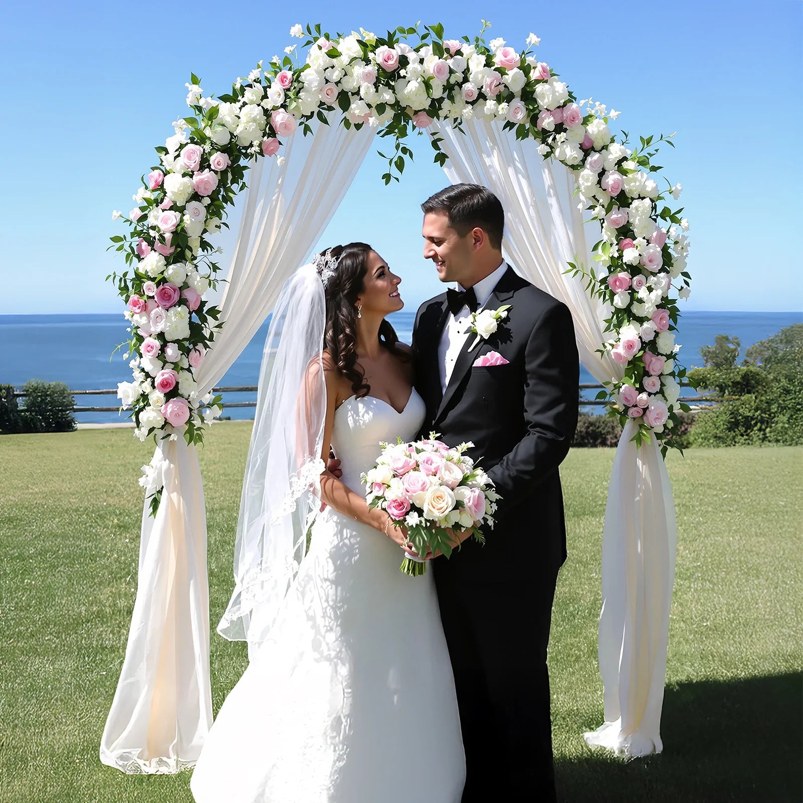 Ktaxon Garden Arbor, Arch Archway for Wedding Ceremony Party, Steel Garden Trellis for Plant Climbing, Christmas Garden Decorations Pergola for Garden, Backyard, Lawn