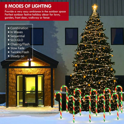 Christmas Candy Cane Lights 21 Inch 10 Pack 8 Lighting Modes Flickering Candy Pathway Marker Outdoor Indoor Waterproof UL Listed Christmas Lighting Decoration Light