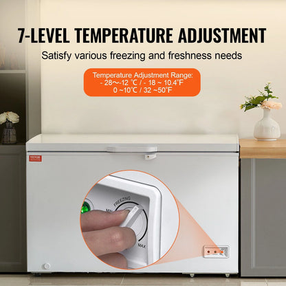 STAWAY 12.8 Cu.ft Chest Freezer - Large Deep Freezer with Adjustable Thermostat, Locking Lid, LED Lighting, 4 Baskets & 6 Wheels - Ideal for Home & Commercial Use