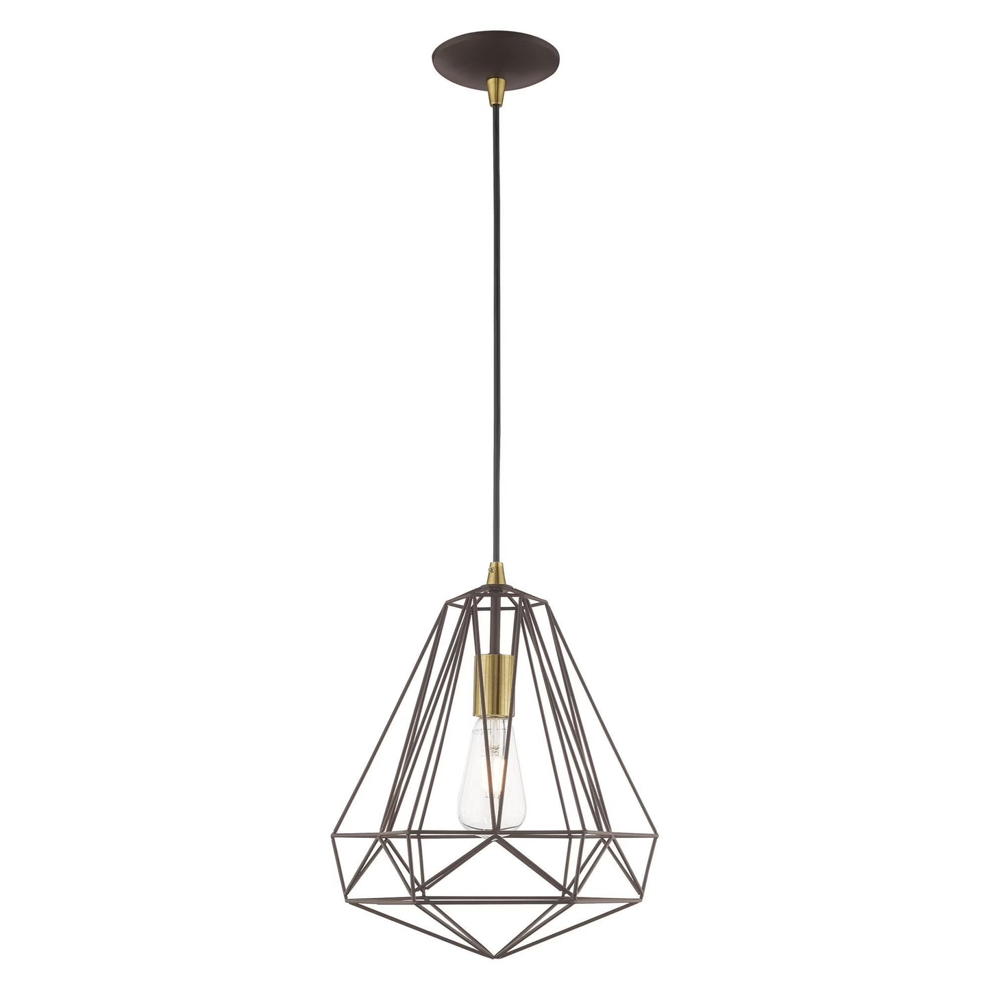 41324-69-Livex Lighting-Knox - 1 Light Pendant In Geometric Style-18 Inches Tall and 12.25 Inches Wide-Shiny White Finish -Traditional Installation