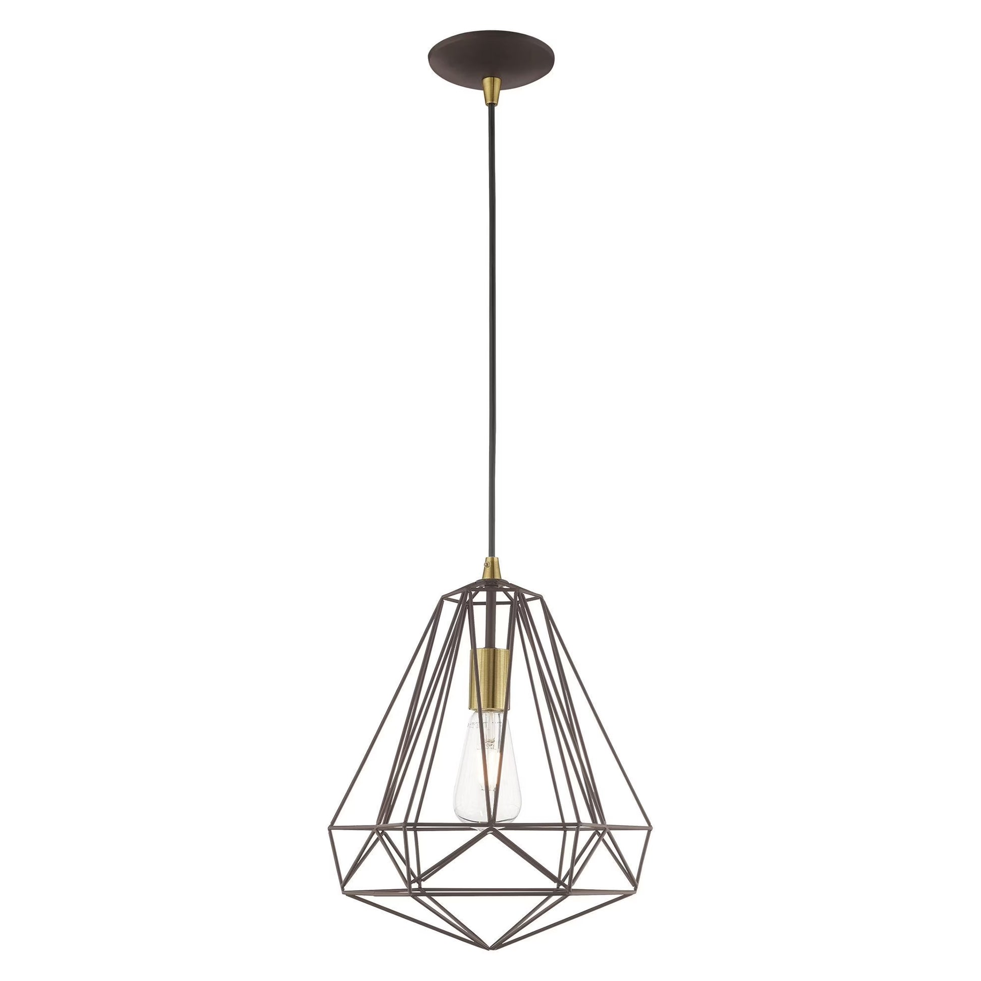 41324-69-Livex Lighting-Knox - 1 Light Pendant In Geometric Style-18 Inches Tall and 12.25 Inches Wide-Shiny White Finish -Traditional Installation