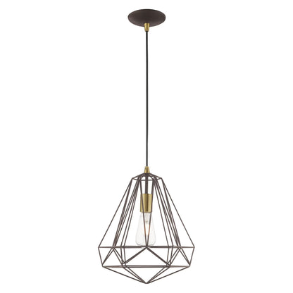 41324-69-Livex Lighting-Knox - 1 Light Pendant In Geometric Style-18 Inches Tall and 12.25 Inches Wide-Shiny White Finish -Traditional Installation