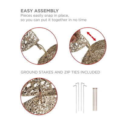 Best Choice Products 5ft Pre-Lit Reindeer Yard Christmas Decoration, Gold Holiday Deer w/150 Lights, Stakes, Zip Ties