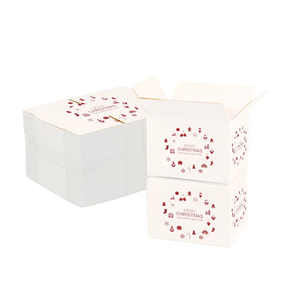 Ucanpack 50 Pcs Christmas Mailer Box 9x4x3", Made In USA- New Year Holiday Mailing Gift Boxes, WhiteDecorative Shipping Boxes, Gift Boxes In Bulk, Tuck Top Boxes